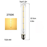 Vintage Tubular LED Filament Light Bulb - T10 T30 Long Tube 4W 6W 8W Edison Lamp