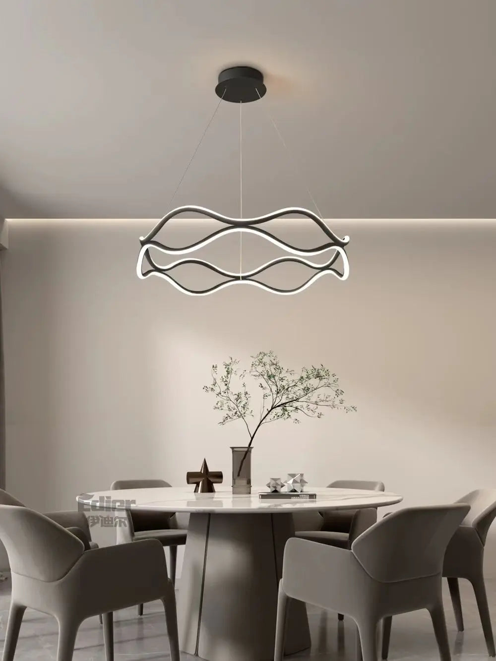 Modern LED Pendant Light Luxury Ring Chandelier for Bedroom Living Dining Room Indoor Hanging Lamp Home Decor Lighting Fixture