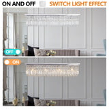 8-Light Modern Crystal Chandelier Chrome color Rectangle Chandelier Contemporary  Pendant Light Fixture (Bulb Not Included)