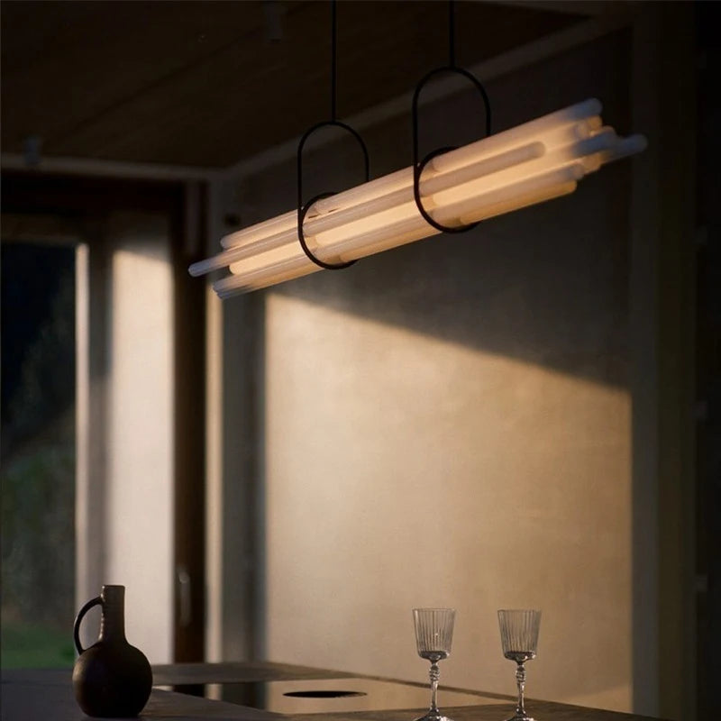 Modern Long Pendant Lamp For Kitchen Table Island Living Dining Room Minimalist Strip Creative Design Acrylic Hanging Chandelier