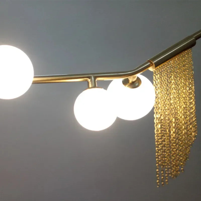 Designer G9 Chandelier Gold Tassel Led Glass Pendant Chandelier Lighting Living Room Rod Hanging Lamp Fixtures Room Decor