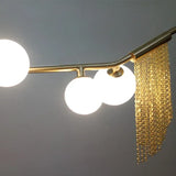 Designer G9 Chandelier Gold Tassel Led Glass Pendant Chandelier Lighting Living Room Rod Hanging Lamp Fixtures Room Decor