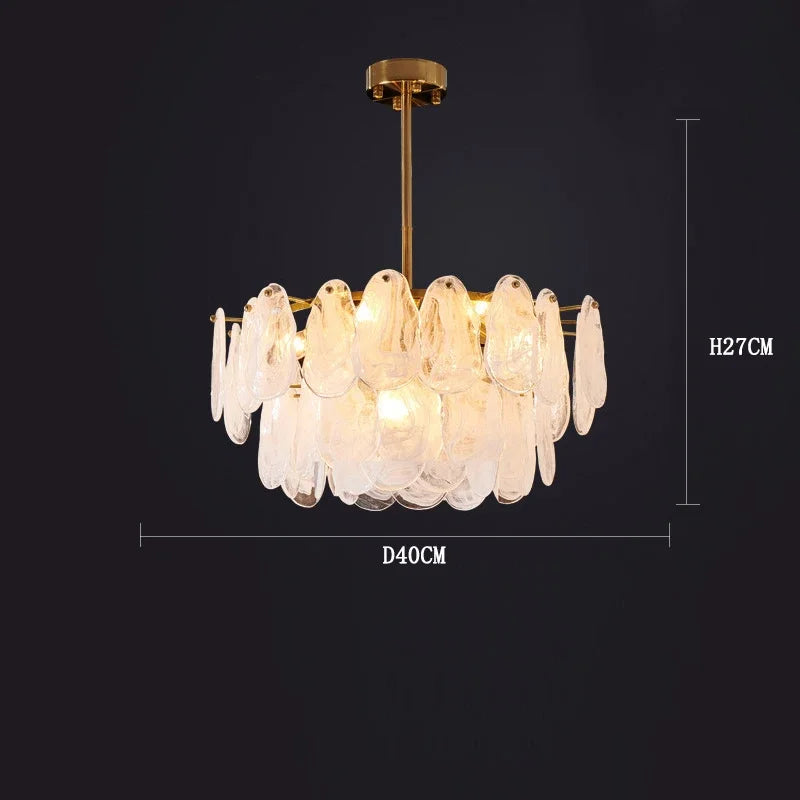 French Retro Light Luxury Chandelier Living Room Bedroom Warm and Romantic Cloud Water Drop Glass Pendant Lights Home Decoration