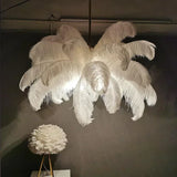Nordic Ostrich Girl Ins Feather Art Living Room Chandelier Bedroom Indoor Hanging Lamp Pendant Lights Home Decor Ceiling Lamps