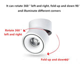 Folding And Rotating Surface Mounted LED Downlights 7W 10W 12W 15W 20W 24W Dimmable COB Ceiling Lamp Spot Lights CRI95 AC90-260V