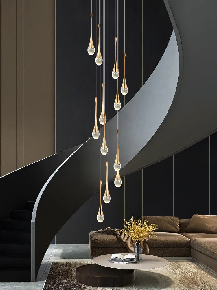 Crystal Chandelier Modern Villa Living Room Chandelier Hanging Lamp LED Crystal Lamp Exhibition Hall Staircase Pendant Lamp