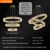Nordic Luxury Ring K9 Crystal Chandelier Villa Living Dining Room Bedroom Ceiling LED Pendant Light Indoor Lighting Hanging Lamp