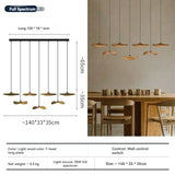 Japanese Wabi Sabi Solid Wood Lamp for Living Dining Room  Villa Duplex Kitchen Island Linear Light 3colors Changeable