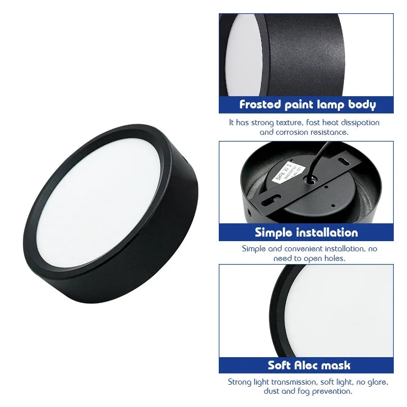 Led Downlight 9W 12W 15W 18W AC 220V 230V Ceiling Light Surface Mount Down Light Round Led Panel Light Spotlight Lighting