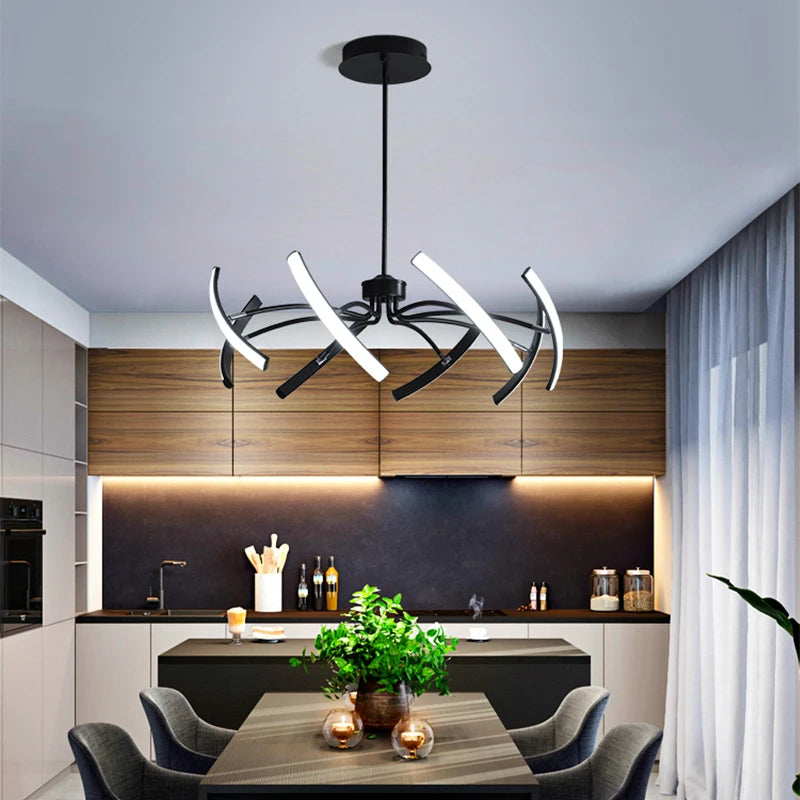 Modern Matte Finished Chandelier for Living Room Decoration Kitchen Bedroom Study Adjustable Light Decorative Led Ceiling Lamps