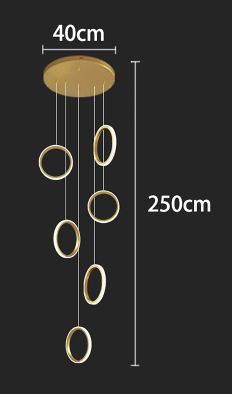 Modern Long Spiral Chandelier - Grand Staircase Pendant Lamp for High Ceilings