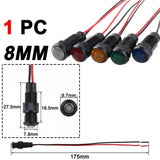 6mm Plastics LED Waterproof Black Indicator Light Signal Lamp Wire 3V 6V 12V 24V 110V 220V AC/DC