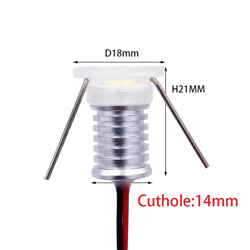 Mini IP65 Waterproof Acrylic LED Spotlight (0.5W / 1W, DC 12V) - Micro Recessed Downlight for Ceiling, Cabinets, Stairs & Display