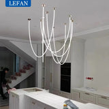 Modern Nordic LED Large Line Pendant Lamp Long Chandelier Living Room Stair Case Lobby Villa Project Minimalist Hanging Light