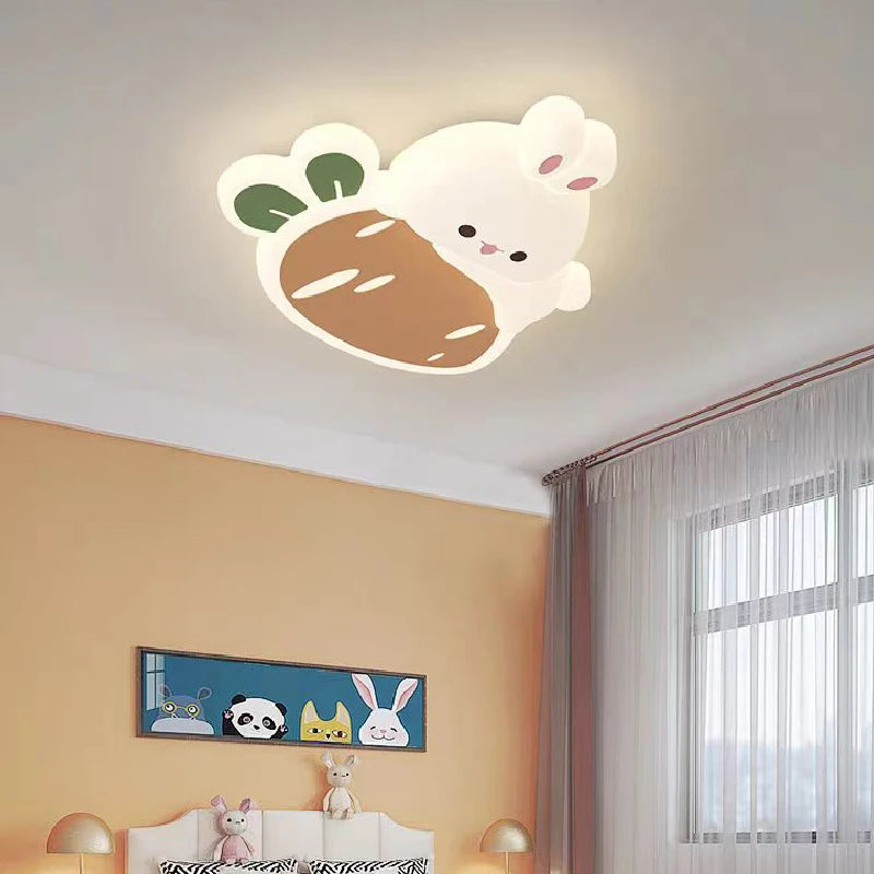 Pink Strawberry Bunny Light Cute Children's Room Ceiling Lights LED Modern Romantic Princess Room Girl Boy Bedroom Ceiling Lamps