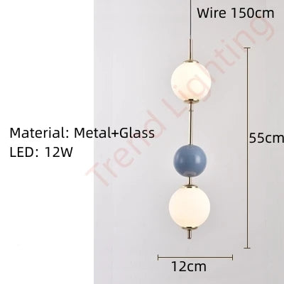 Colorful Ball LED Pendant Light White Glass Ball For Bedroom Dining Room Kitchen Hanging Lamp 4000K Wire Adjustable