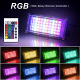 IP65 Waterproof RGB LED Flood Light (50W/100W/300W) AC220V - Outdoor Projector Spotlight with Remote Control & EU Switch Plug