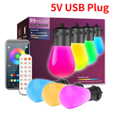 NEW 12M 20Bulbs Tuya WIFI LED String Light S14 USB Smart Bluetooth App Control LED Modules for IP67 Eave Lamp Garden Party Decor