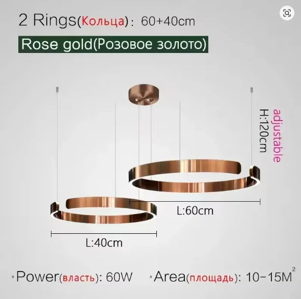 Modern Salon Design Ring Ceiling Chandelier Dining Room Pendant Lamp Bedroom Home LED Lighting Fixtures