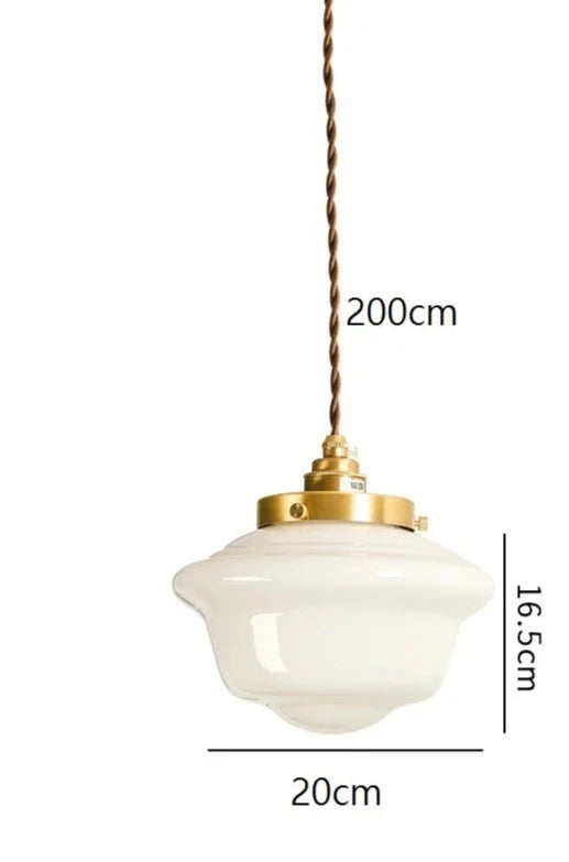 White Glass LED Pendant Light Fixtures Japanese Style Nordic Modern Copper Pendant Lamp Hanging Lights Luminaria Lampara