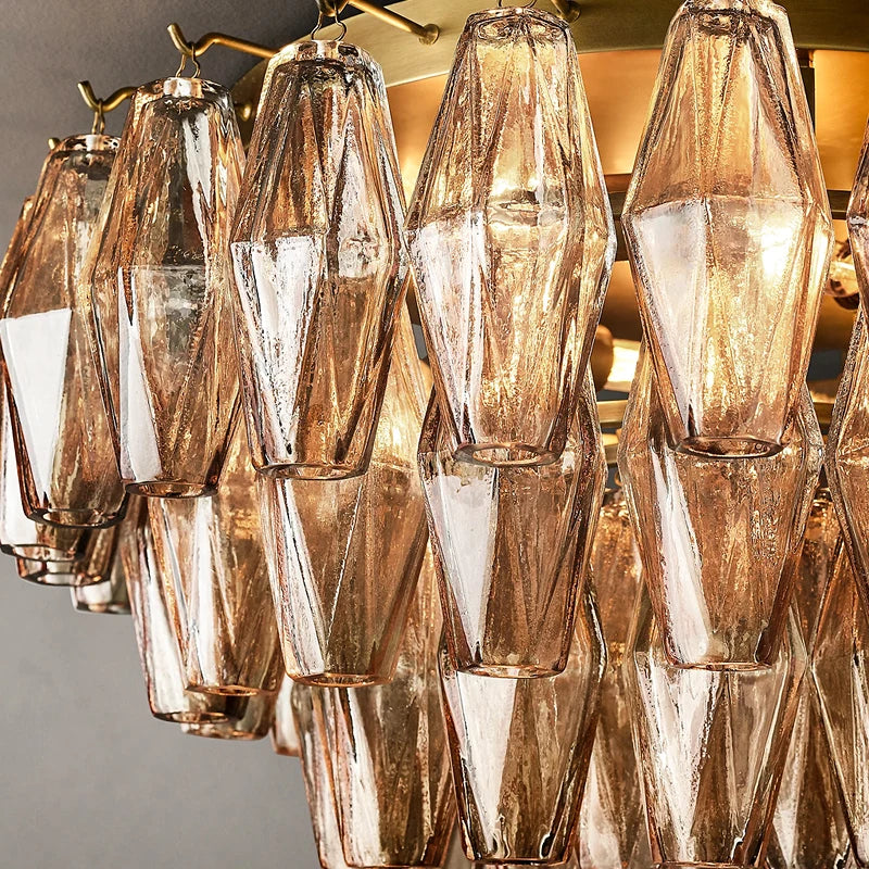 2025 Contemporary Glass Pendant Lamp Round Rectangle Chandelier Silver Black Finish Adjustable Ceiling Light Villa