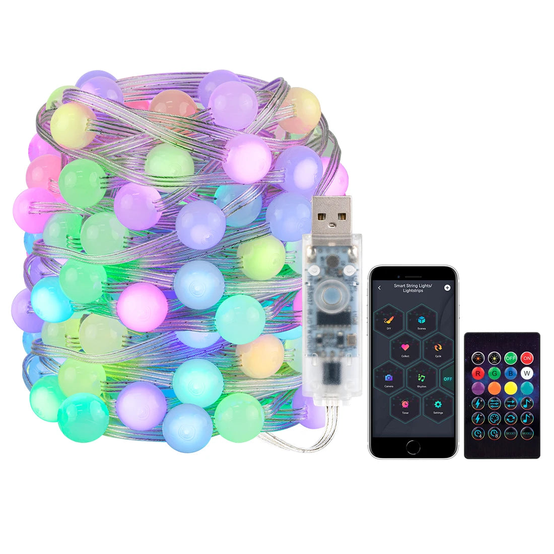 RGB Dream Color USB Christmas Lights - Smart App & Remote Control