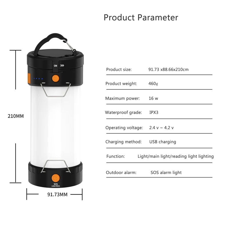 New Outdoor Camping Reading Light with Ultra Long Range Charging Lighting SOS Camping Tent Light