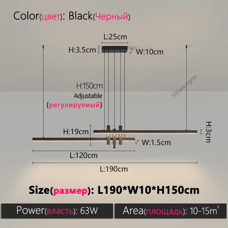 Modern LED Strip Pendant Light - Designer Hanging Lamp with Memory Function