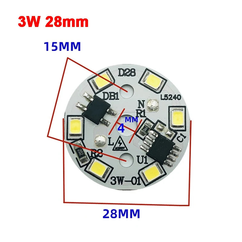 AC 220V Driver-free 2835 SMD Led Chip 3W - 18W 28mm - 120mm Lamp Light Board Bulb Round Light Source