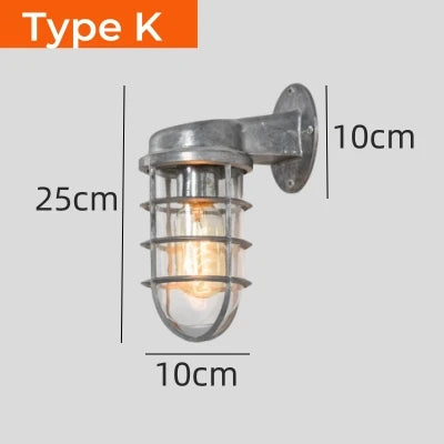 Outdoor Retro LED Wall Lamp E27 Industrial Vintage IP65 Waterproof Glass Ceiling Sconce Bathroom Garden Porch Wall Light Fixture