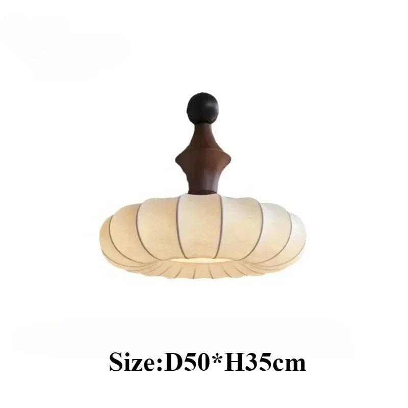 Nordic Modern Cloth & Wood Ceiling Chandelier - Minimalist Fabric Pendant Light Fixture for Living Room, Bedroom & Salon Decor