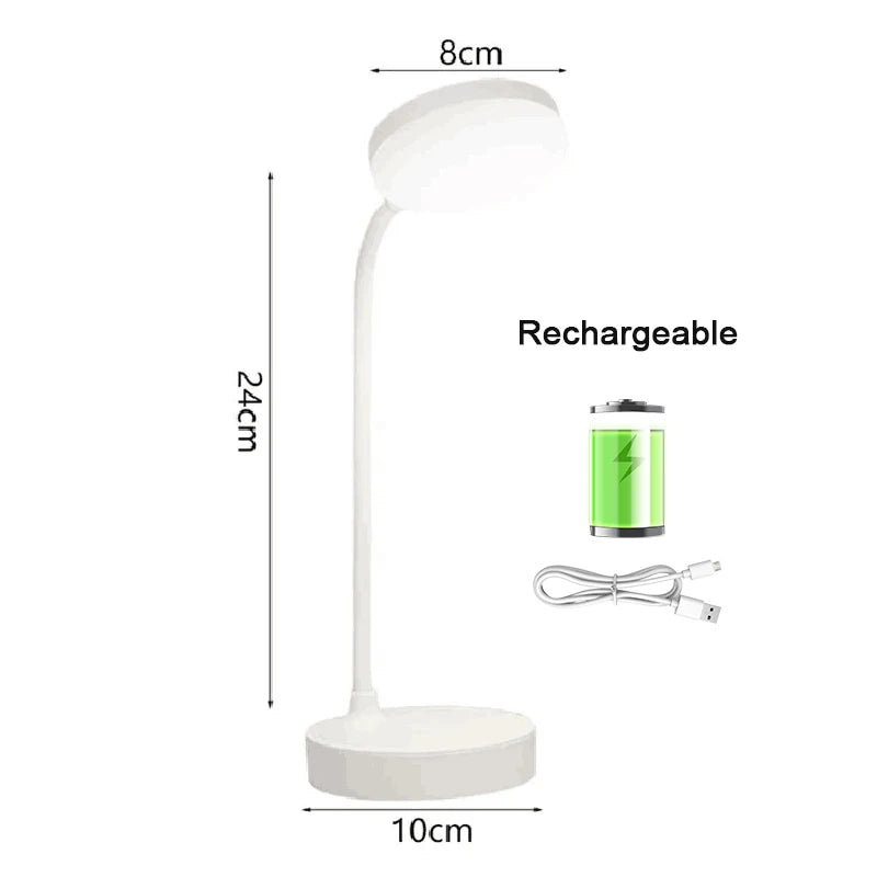 Rechargeable Table Lamp USB Plug Desk Lamp Reading Book Night Light LED 3 Modes Dimming Eye Protection Light Bedside Led Lamps
