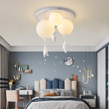 Round Modern Minimalist Bear-Shaped LED Resin Ceiling Light for Children's Rooms Boys' Girls' Bedrooms Indoor Home Decor Ambient
