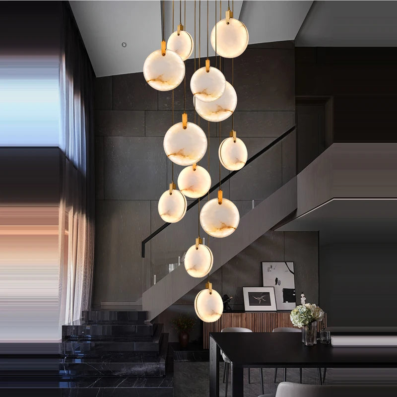 New Chinese LED Marble Gold Home Deco Designer Chandelier Lighting 2026 New Trend Lustre Hanging Lamps For Living Room