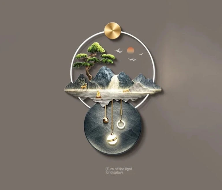 Light Luxury Corridor Home Decoration with Light Chinese Style Landscape Decorations Hanging Living Room Background Wall Decor