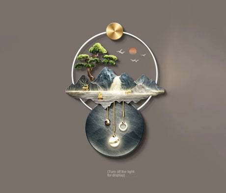 Light Luxury Corridor Home Decoration with Light Chinese Style Landscape Decorations Hanging Living Room Background Wall Decor