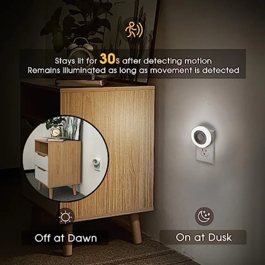 Night, [2 Pack] Night Lights Plug into Wall, Auto On/Off Motion Activation Nightlight, Energy-Saving 0.6W LED, Daylight, Ideal