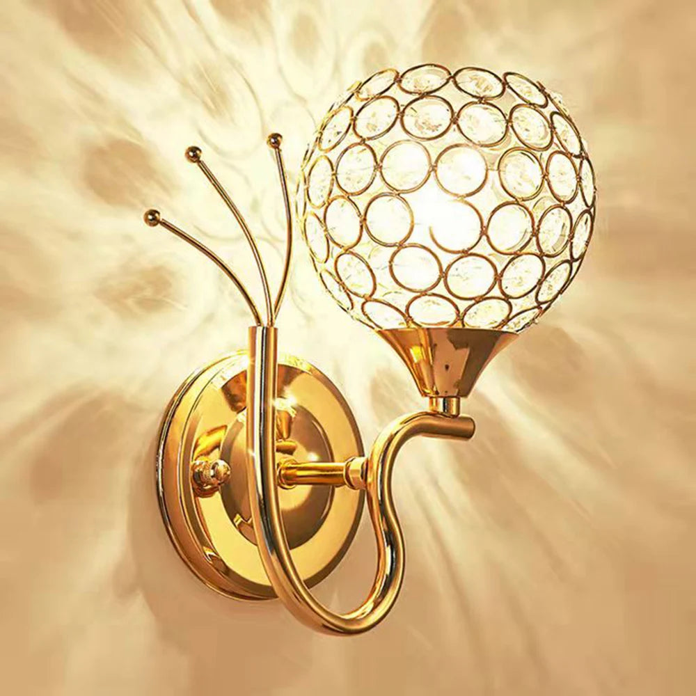 Modern LED Crystal Wall Light Wall Mounted Pendant Lamp E27 Socket Elegant Crystals Wall Sconce Decorative Bedroom Aisle Stairs