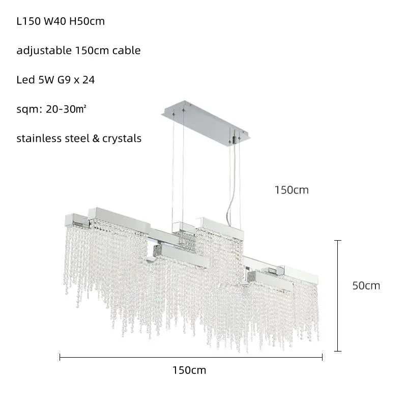 Postmodern Luxury K9 Crystal Chandelier Led G9 Chrome Steel Chandelier Dining Room Living Room Home Hanging Lighting Fixtures
