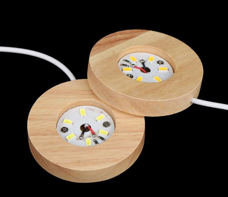 Rechargeable Remote Control Wooden LED Light Rotating Display Stand Lamp Holder Lamp Base Art Ornament New