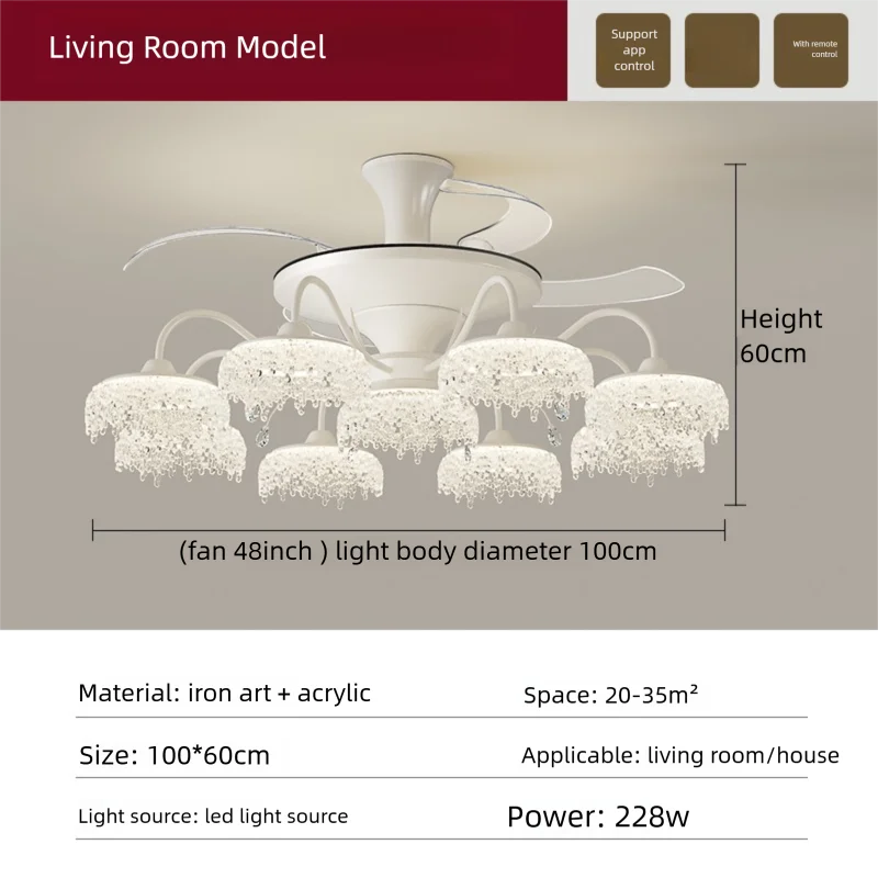 Fan Light 2026 New Living Room Light Luxury High end Italian Minimalist Restaurant Ceiling Fan Light Whole House Lighting Fixtures