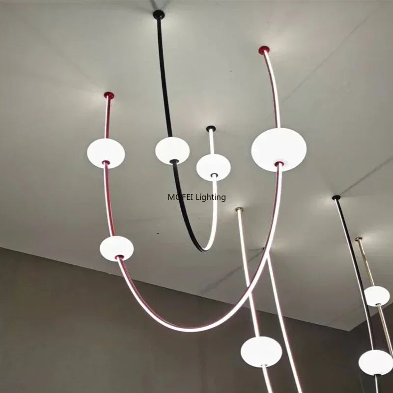 Modern Glass Ball Chandelier Living Room Decor Led Curve Dimmable Staircase Light Villas Loft Dinning Table Nordic Hanglamp