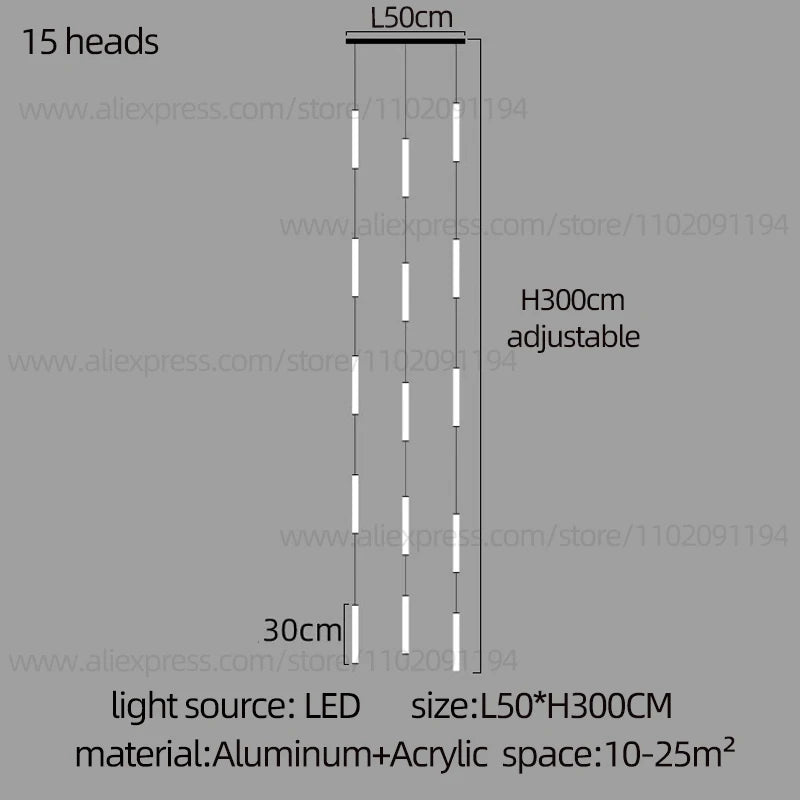 Long Chandelier Staircase Lamp Designer Modern Living Room Chandelier Nordic Indoor Villa Hall Long Line Penthouse Pendant Lamp