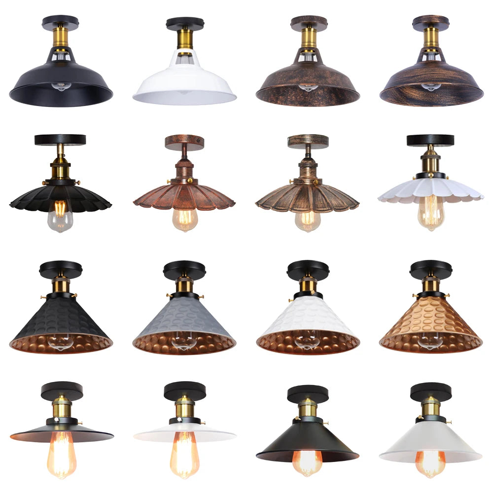Vintage Retro Ceiling Light Flush Mount Lamp Shade Industrial Lights Lighting for Indoor Bedroom Kitchen Living Room Home Decors