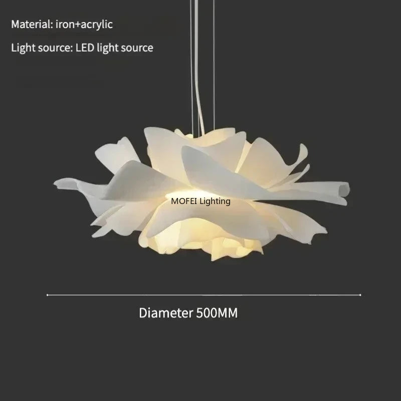 Nordic Lamps Modern Acrylic Flower Chandelier Multi-layer LED Pendant Lamp Dining Room Bedroom Creative Indoor Lighting Fixture