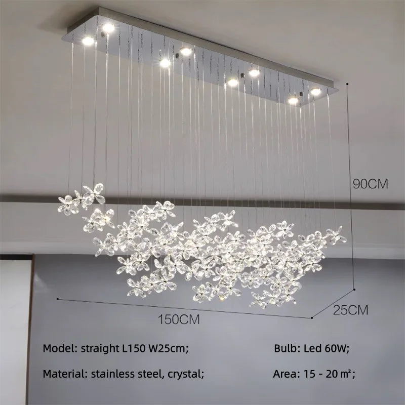 French Dining Room Crystal Led Pendant Lights Modern Luxury Bar Hanging Lamp Home Decor Led Suspend Light Led Luminarias