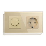Dimmer Light Switch Rotary Knob Glass Mechanical LED Dimmable Wall Mounted Switches EU Standard Switches
