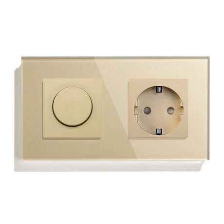 Dimmer Light Switch Rotary Knob Glass Mechanical LED Dimmable Wall Mounted Switches EU Standard Switches