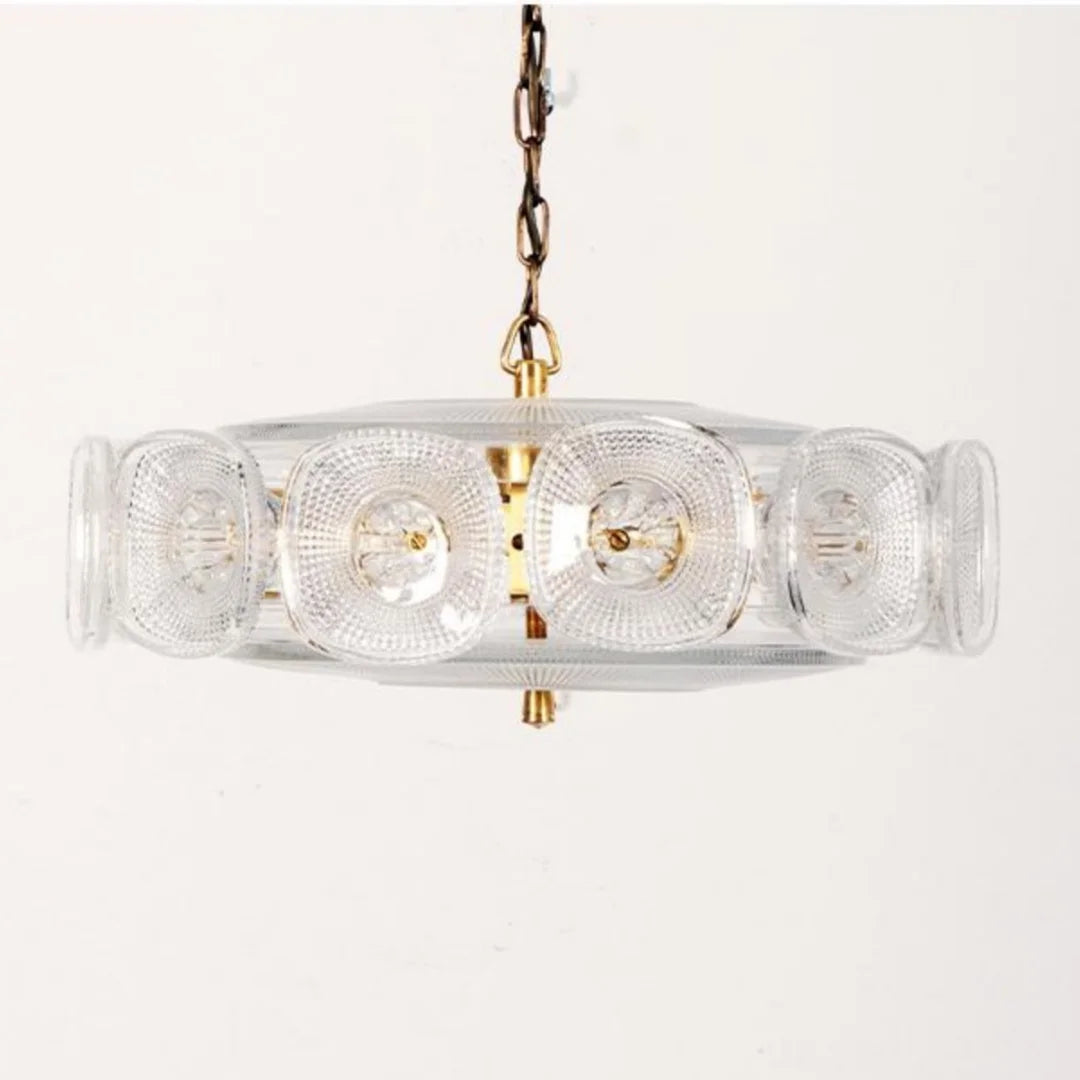Vintage Glass Petal Chandelier for Living Room Dining Room French Green Cear Glass Hanging Pendant Chandelier Lights Bedroom
