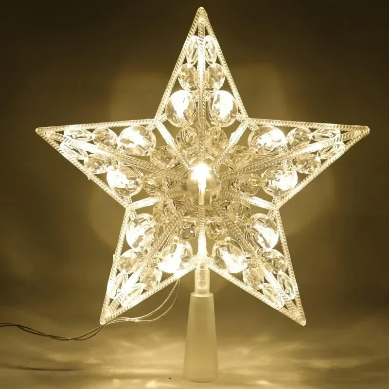 15/20cm Christmas Decoration LED Star Light Christmas Tree Pendant Ornaments for Home Decor Navidad New Year 2025 Gift Accessory